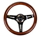 Nrg 310mm Sport Steering Wheel Wood Grain W Black Chrome St-310brb-bk
