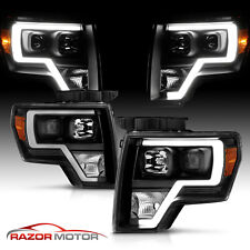 2009-14 Black Headlights Pair For Ford F150 Led Bar Driver And Passenger
