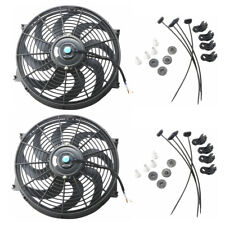 2x 14 Inch Universal Slim Fan Push Pull Electric Radiator Cooling 12v Mount Kit