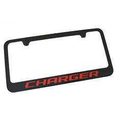 Dodge Charger Orange Name License Plate Frame Black