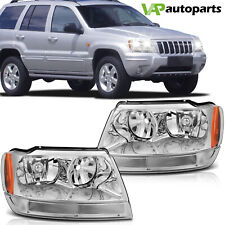 Fits 1999-2004 Jeep Grand Cherokee Headlights Assembly Pair Replacement Headlamp