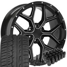 Satin Black 5668 22 Wheels Tires Tpms Lug Set Fit Chevy Gmc Cadillac