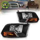Headlights For 2009-2012 Dodge Ram 1500 2500 3500 Black Housing Clear Lens Lamps