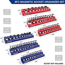 Workpro Magnetic Socket Organizer 6-pack Set 14 38 12 Dr Metric Sae