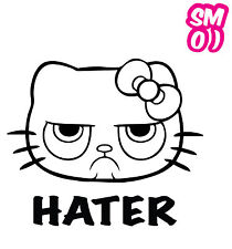 Hello Kitty Grumpy Cat Hater Sticker Decal 160mmw Jdm Car Tablet Review Mirrors