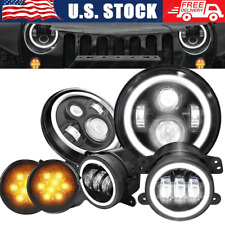 For Jeep Wrangler Jk 2007-2018 Combo Dot 7 Led Headlights Turn Fog Lights Kits