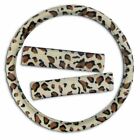 Zone Tech Leopard Animal Steering Wheel Cover And Shoulder Seatbelts Pad Strap