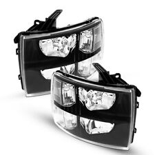 Headlights Headlight Lamp Set Leftright For 2007-2014 Chevy Silverado Black