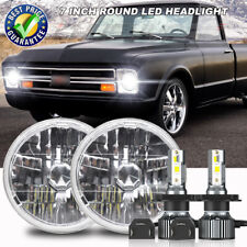 Pair 7 Round Led Headlights Hilo For Chevy Truck 47-1957 C2030 Pickup 61-1974
