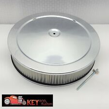 14 Round Chrome Air Cleaner Assembly Kit Recessed Base 3 Filter Sbc Bbc Holley
