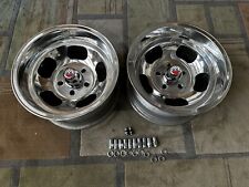 Vintage Pair 2 15x8.5 Polished Us Indy Style Mags 4 34 5on5 Chevy Mismatched