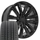 22 Inch Black 4869 Rims Bridgestone Tires Fit Escalade Sierra Yukon