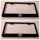 2x Toyota Stainless Steel Black Finished License Plate Frame Holder