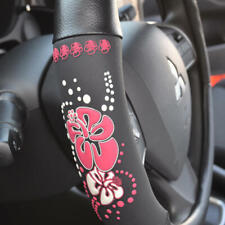 Carxs Pink Love Flower Ergonomic Leather Steering Wheel Cover Standard Size