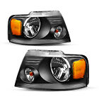 For 2004-2008 Ford F150 Black Housing Headlights Amber Corner Lamps Pair 04-08