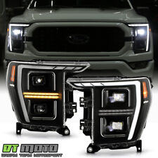 For 2021-2023 Ford F150 Black Full Led Projector Headlights W Sequential Signal