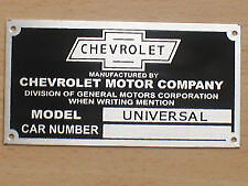 1927 1928 1929 1930 1931 1932 Universal Chevy Car Info Data Id Plate