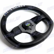 340mm Keys Racing Embroidery Leather Steering Wheel For Omp Momo Spoon Sports