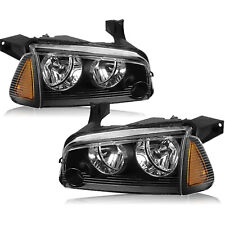 For 2006-2010 Dodge Charger Black Amber Pair Headlamps Lr 2pc Headlights 06-10