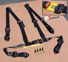 1x Universal 4-point 2 Strap Drift Racing Safety Seat Belt Buckle Harness Black