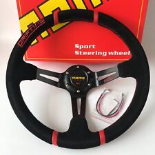 350mm Black Suede Deep Dish Racing Steering Wheel Fit Momo Hub Omp Hub Drifting