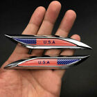 1pairs 3d Metal Usa American Flag Stickers Car Fender Emblem Side Badge Decals