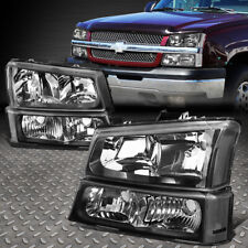 For 03-06 Chevy Silverado Avalanche Headlights Bumper Turn Signal Lamps Black