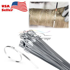 12 304 Stainless Steel Metal Zip Tie Strap Cable Exhaust Turbo Wrap Intake Lock