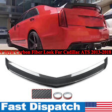 For Cadillac Ats Sedan 2013-18 V Style Highkick Trunk Wing Spoiler Carbon Look
