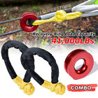 2x Yellow Winch Rope Soft Shackle Wred Recovery Snatch Pulley Rings 41000lb Kit