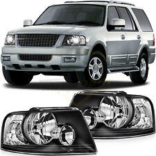 For 2003 - 2006 Ford Expedition Headlights Assembly Pair Black Housing Headlamp
