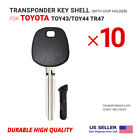 10x Transponder Key Shell With Blade Toy43toy44 Tr47 For Toyota W Chip Holder