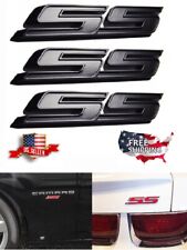 3 Flat Black Ss Badge Fender Trunk Emblem Decal For Chevy Camaro Impala Cobalt