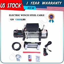 13000lbs Electric Winch Recovery Towing 12v Steel Cable Truck Tailer Suv 12000lb
