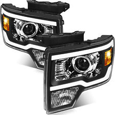 For 2009-2014 Ford F150 F-150 Pair Black Projector Headlight Assembly W Led Drl