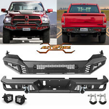 2 In 1 Front Bumper Assembly Rear Bumper Wd Rings For 2013-2018 Dodge Ram 1500