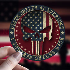 American Flag Punisher Veteran Round Vinyl Decal Sticker Military
