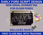 Ford Data Plate Serial Tag Id Number Vintage Ford Script Design Tag Made In Usa