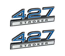 427 Stroker 7.0 Liter Engine Emblems Badges In Chrome Blue - 4 Long Pair