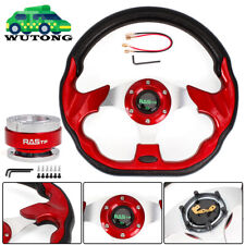12.5 Universal Red D Shape Racing Steering Wheel With Quick Release Adapter Kit
