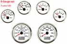 6 Gauge Set Speedometer Tachometer Fuel Temp Volt Oil 7 Colors Led 160mph 200kph