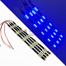 4x Blue 12 Led Strip 15 Smd Car Footwell Under Dash Accent Light Waterproof