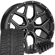 5668 Black 22 Inch Deep Dish Rims Tires Lugs Tpms Fit Chevy Gmc Cadillac