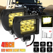 2x 4 Amber Led Work Light Bar Spot Pods Fog Lamp Offroad Driving Truck Suv 4wd