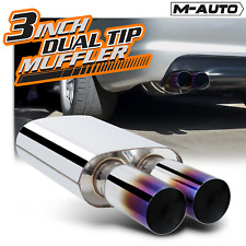 2.5 Inlet 3 Outletburnt Tipchrome Polished Straight Cut Dual Exhaust Muffler