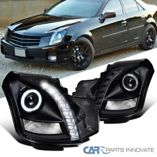 Fit 03-07 Cadillac Cts Led Strip Halo Black Projector Headlights Lamp Leftright