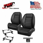 Tmi Pro Series Bucket Seats Black Stitch For Chevelle Wfactory Bench -in Stock