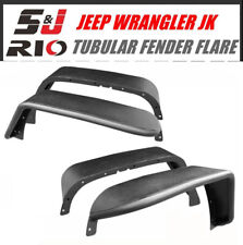 For 2007-2018 Jeep Wrangler Jk Black Textured Metal Tubular Fender Flares 4 Pcs