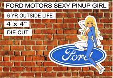 Vintage Ford Motors Pinup Girl Laminated Vinyl Decal