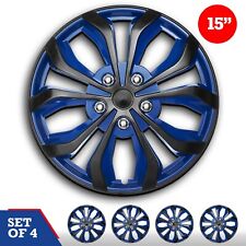 Set Of 4 Hubcaps 15 Swiss Drive Wheel Cover Spa Blue Black Abs Easy Install